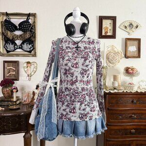 y2k scenecore thermal skull print long sleeve top